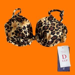 90's vintage leopard print bikini top D cup MEDIUM endless sun *deadstock*